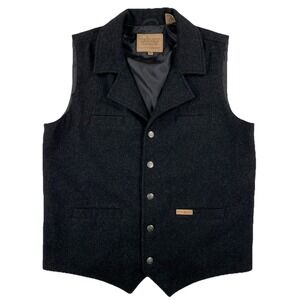 Powder River Outfitters Panhandle Western Vest Men's Large Black Wool Blend